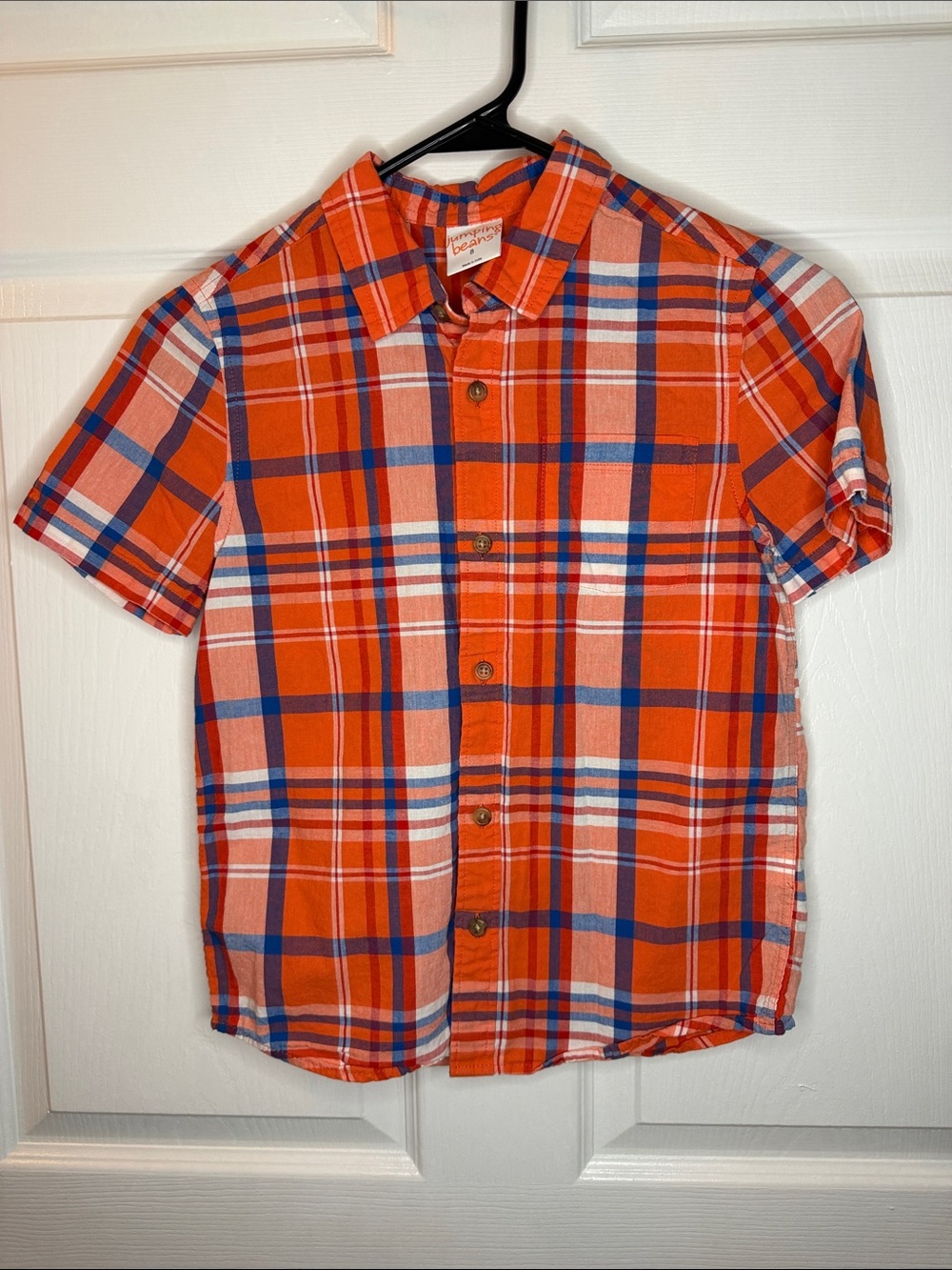 jumping beans Orange and Blue Plaid Short-Sleeve Button-Down Shirt